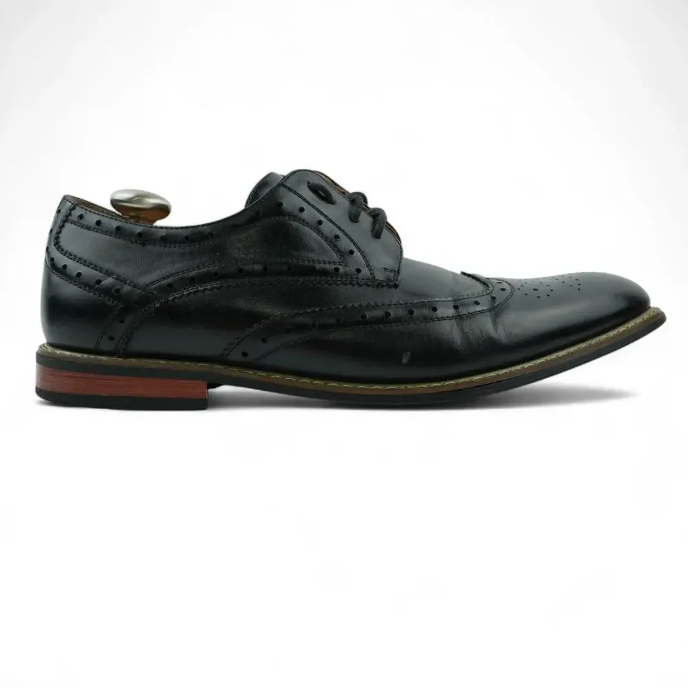 Bruno‎ Marc Dress Shoes Mens 12 Black Leather Wingtip Brogue Oxford Prince-3